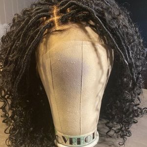 16inch 1b Lace Front Goddess Locs Synthetic Wig Handmade w/ Band